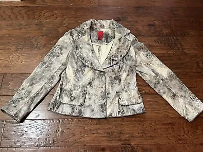 V Cristina Gray & Silver Animal Print Blazer Jacket Size Medium B#15 • $8.10