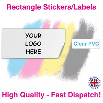 Custom Logo Printed Rectangle Stickers/Labels - CLEAR PVC • £101.95