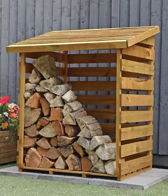 WOODEN  LOGSTORE PRESSURE TREATED 3ft LOG STORAGE OUTSIDE GARDEN WOOD STORE NEW • £124.94