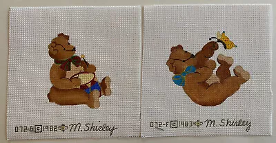 Lot 2 Melissa Shirley 1983 Needlepoint Handpainted Canvas BEAR- Butterfly Xmas • $19.95