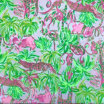 LILLY PULITZER FABRIC*ON PARADE PINK*FLAMINGO ELEPHANT ALLIGATOR GIRAFFE*10x74” • $23.99