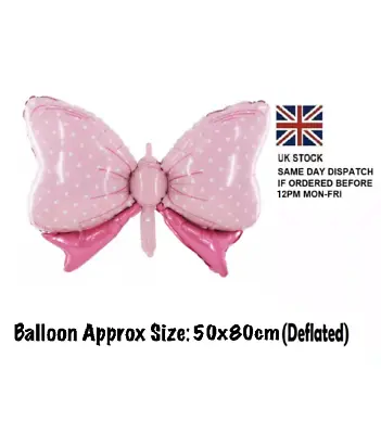 Pink Coloured Bow Shaped Balloon Baby Shower Birthday Party Decorations UK  • £2.19