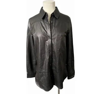 “Vince”  100% Leather Button Down Shirt Black SM • $120