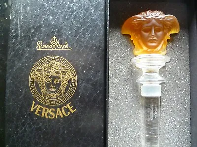 Versace By Rosenthal Glass Wine Bottle Stopper In Amber Original Versace Box Inc • $73.43