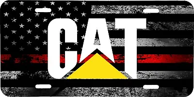 Cat Caterpillar Distressed Thin Red American Flag License Plate Tractor Tag • $19.95