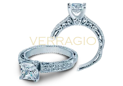 VERRAGIO VENETIAN-5001P 18K White Gold Engagement Ring With CZ Center New • $1850