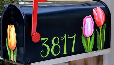 Mailbox Magnet (Partial Cover) Tulip Trio Custom Address Spring Floral Decor  • $20.95