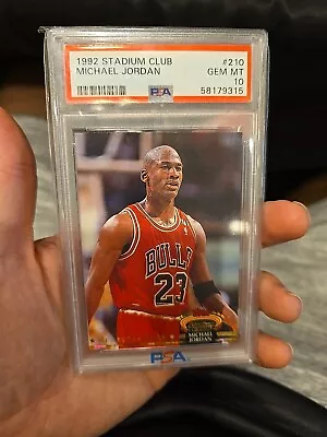 Michael Jordan 1992 Stadium Club Psa-10 Gem-mt Card #210  • $200