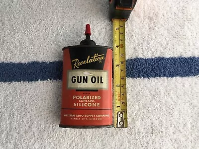 Vintage Revelation 3 Oz Oval Gun Oil Tin Can Handy Oiler Very Nice Western Auto • $11.99