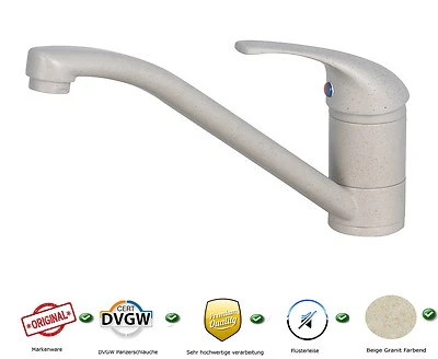 £57.10 • Buy Kitchen Faucet Beige Granite Sink Faucet Kitchen Single Lever Mixer Swivel
