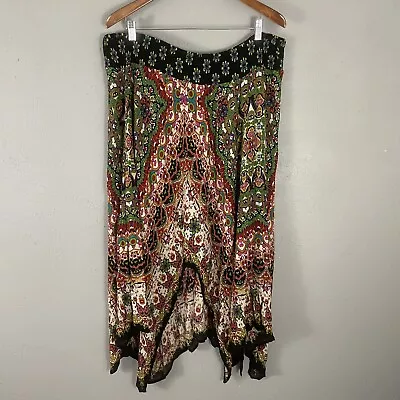 Bila Maxi Skirt XXL 2XL Floral Pull On Smocked Waistband Boho Hippie Festival • $18.32