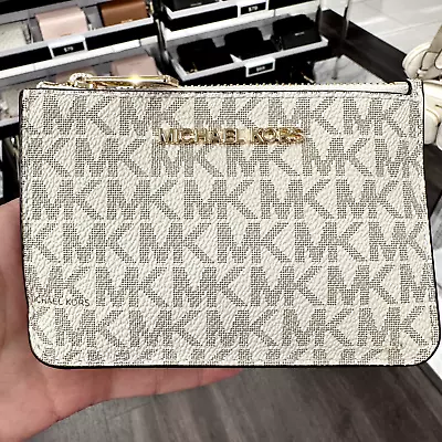 Michael Kors Jet Set Travel Small Top Zip Coin Pouch ID Holder Wallet Vanilla • $39.95