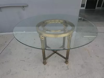 Classic Mastercraft Round Brass Greek Key Dining Or Center Table • $3500