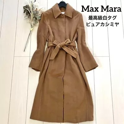 Woman's Max Mara Pure 100% Cashmere Long Coat Camel Size USA4 IT38. • $537