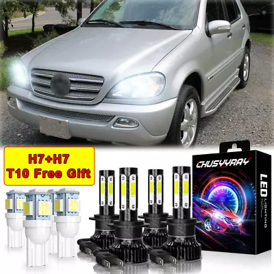 For Mercedes-Benz ML350 2003-2015 - 4x Combo H7 LED Headlight High Low Beam Bulb • $24.99