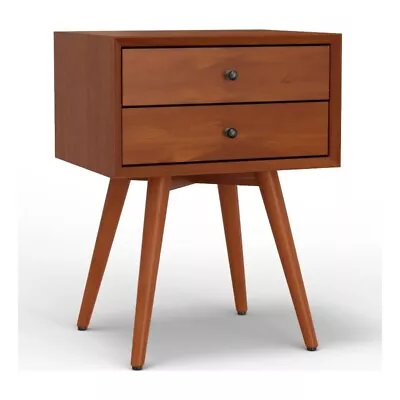 Alpine Furniture Flynn 2 Drawer Small Wood Nightstand In Acorn • $168.15