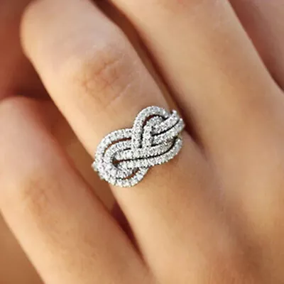 925 Silver Filled Cubic Zircon Ring Women Elegant Jewelry Wedding Gift Sz 6-10 • $2.57