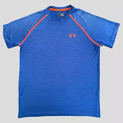 Under Armour Heat Gear T Shirt Size M Blue Short Sleeve Loose Fit Activewear • $15.99