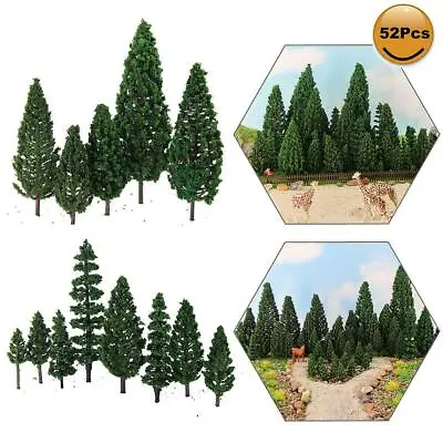 52pcs Model Pine Trees Green Plastic For Christmas Village O HO TT N Scale • $14.99