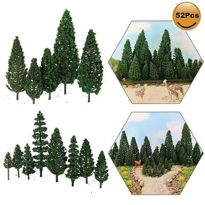 52pcs Model Trains Pine Trees Green Plastic For Christmas Village O HO N Scale • $16.99