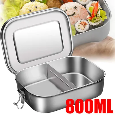 £12.90 • Buy 304 Stainless Steel Lunch Box 2 Compartment Metal Lunch Container Bento Box New