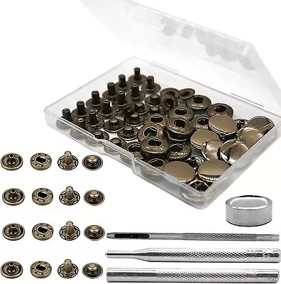 Keismodye 12 Sets Snap Fasteners Kit Heavy Duty 15mm Metal Snaps Buttons Le... • $15.61