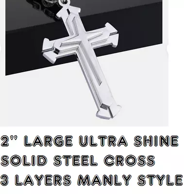 MEN LARGE CROSS CHRISTIAN FAITH PROTECT Pendant On 925 Sterling Silver 20  Chain • $19.93