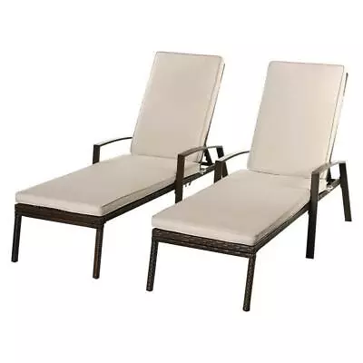 Costway Outdoor Lounge Chair Modern Commercial Box Edge Foam Polyester White • $264.49