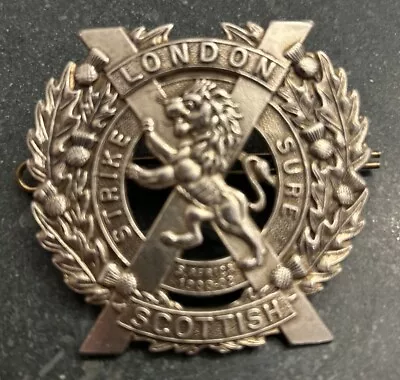 Vintage WW1 British Army 14th Battalion London Scottish Regiment Cap Badge • £10