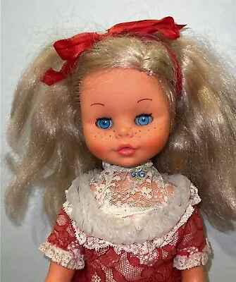 Vintage Furga Doll Italy 18  Blue Sleep Eyes Blonde W/Freckles/Dress- Eyelashes • $32.99