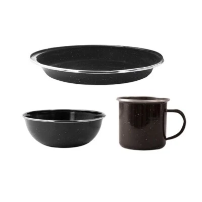 £6.48 • Buy Black Enamel Camping Equipment - Individual Mug Plate Bowl Or Set Hiking Fishing