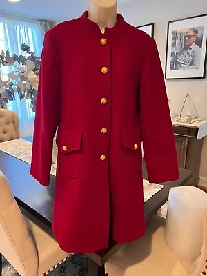 $149.99 • Buy Zara Red Wool Coat Gold Button Manteco Made In Italy Large