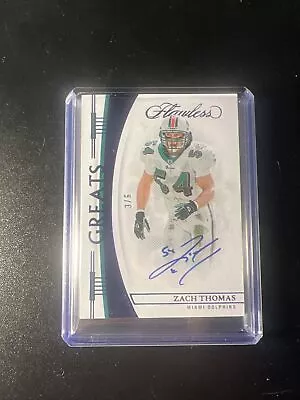 $43 • Buy 2022 Panini Flawless NFL GREATS Zach Thomas Auto 3/6 PURPLE Dolphins HOF