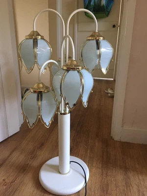£350 • Buy Vintage Hollywood 85cm Tall Lotus Tulip WHITE Flower Lampshade Table/Floor Lamp