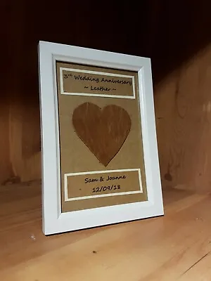 Personalised Handmade 3rd Wedding Anniversary Frame Gift. Leather Anniversary. • £11