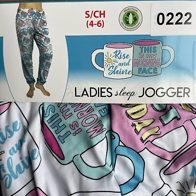 Coffee Themed Women's Size Small 4-6 Soft Jogger Sleep Lounge PJ Pants NWT • $11.98