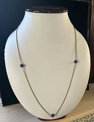 Vintage 1/20 12k Gold Filled Lapis Lazuli Necklace 15”/8.7 Grams • $26