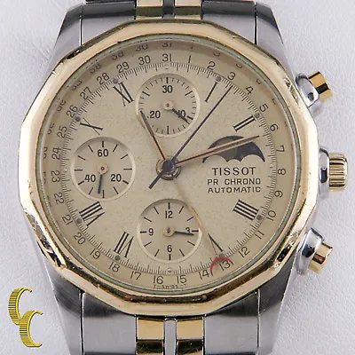 Tissot Two Tone PR 100 Automatic Chronograph Moonphase Watch Valjoux 7750 C451 • $5423.40