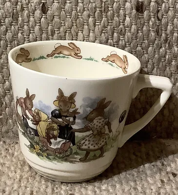 Vintage Royal Doulton Bunnykins Playing With Dolls & Prams Cup 7.2cm Tall • $19.95