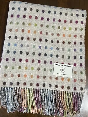 🇬🇧Bronte By Moon Beige/Multi Spot Throw/Blanket 100% Pure Merino Wool • £75