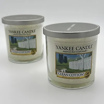 Yankee Candle ~ Clean Cotton ~ 7oz Tumbler ~ Lot Of 2 ~ White Label ~ Two Pack • $30