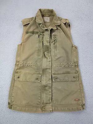 $32.40 • Buy Zara Vest Womens S Army Green Military Sleeveless Tactical Canvas Cargo Safari