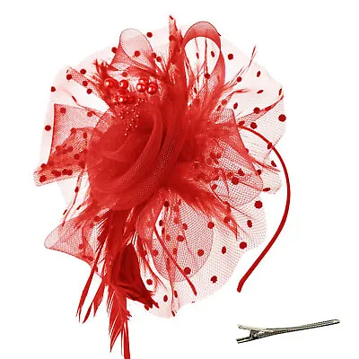 Hat Decor Large Floral Hair Clip Fascinator Headband Women Feather Wedding • £7.19