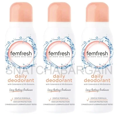£12.99 • Buy 3 X FEMFRESH INTIMATE HYGIENE DAILY ODOUR DEODORANT  125ml