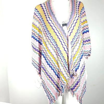 Missoni Fringe Zigzag Poncho Cape Knit Fringe Wrap Multi Color • $149.99