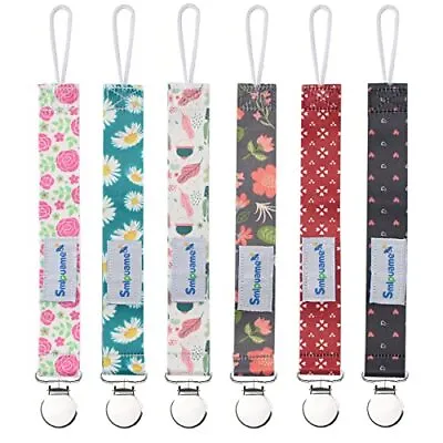 Pacifier Clip Girl6 Pack Stylish Binky Clips Strap For Baby GirlsPaci Holder W • $12.29