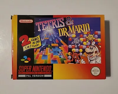 Tetris & Dr Mario - Super Nintendo SNES Game - Boxed - PAL • £20
