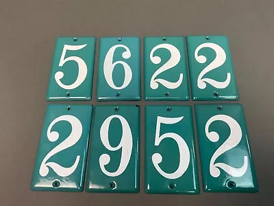 Vintage Japan Home Address Green Enameled Metal Sign Plates Tiles Numbers MCM • $14.98