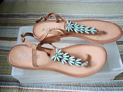 Nomad Sandals Beige & Adorned With Turquoise Accent Size 8  • $25