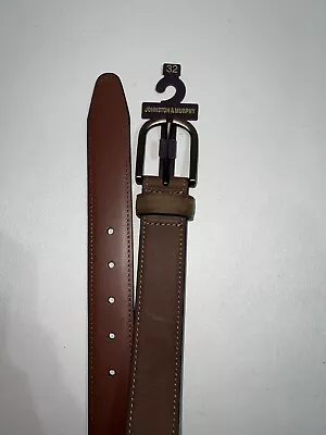 NWT! Johnston & Murphy Oiled Contrast Stitched Belt Brown Suede Belt Size 32 $50 • $30